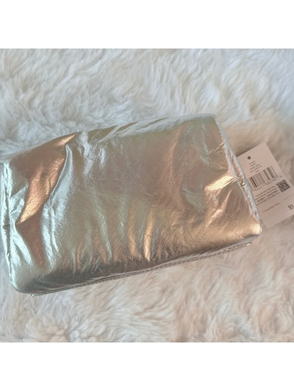Kate Spade silver Carter Metallic Cosmetic Pouch
